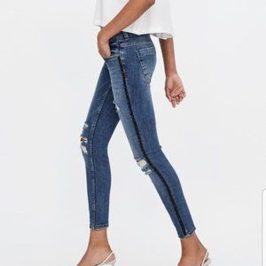ZARA SPARKLE SIDE STRIPE BLUE SKINNY JEANS